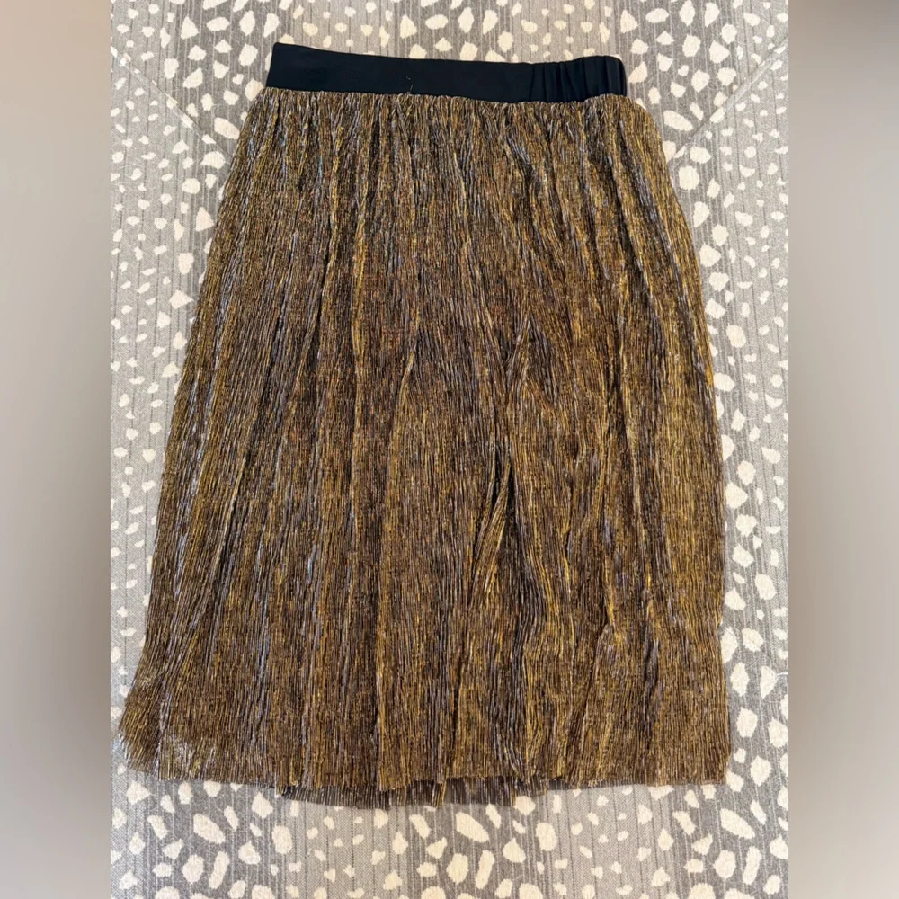 Xhilaration Metallic Gold A-Line Skirt Midi - Picture 2 of 5